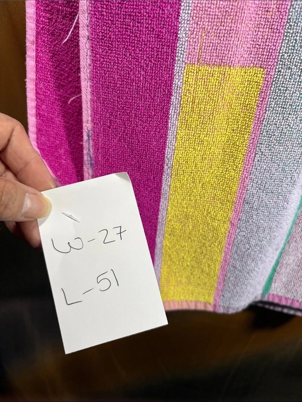 Vintage 80’s beach Multicolor Stripe Home Accent Towel Pink, Yellow & Green. QQ